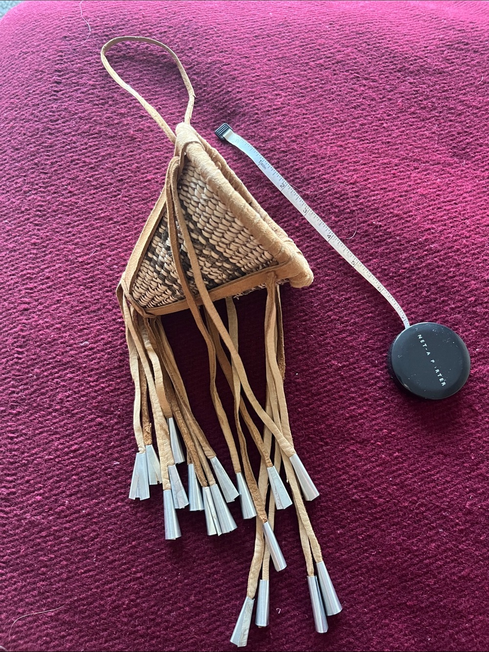 Apache burden basket - leather and metal dangle - Picture 5 of 10